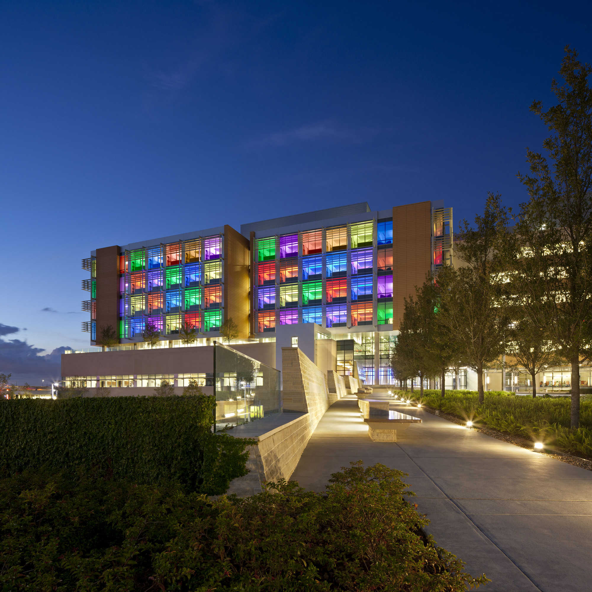 Medical building at night